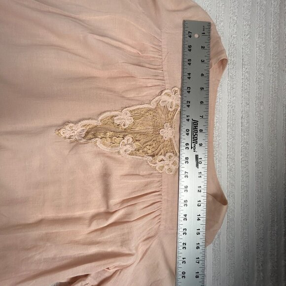 Pablo Women's Long Sleeve Embroidered Blouse Top Size 42 Floral Lace Cotton Pink - Picture 6 of 9